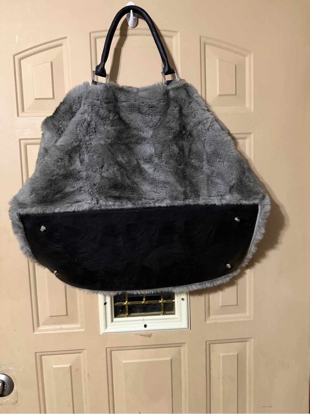 Gray Faux Fur with black handles
**large enough for a gym, travel or laundry bag - Picture 2 of 5